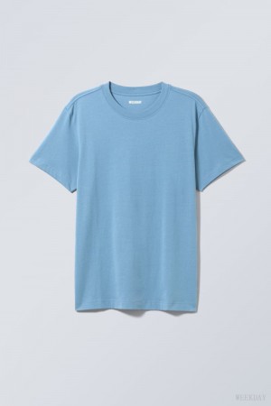 Weekday Relaxed Midweight T-shirt Light Blue | XVTY9546