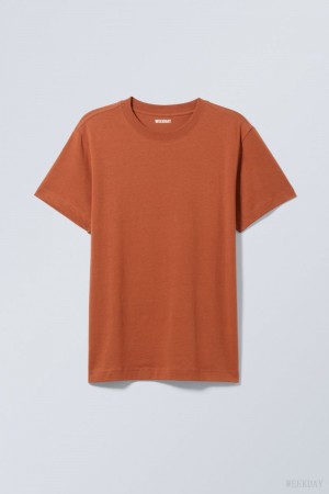 Weekday Relaxed Midweight T-shirt Orange | QKPO0815