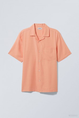 Weekday Relaxed Resort Short Sleeve Shirt Coral | GXIV3204