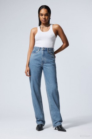 Weekday Rowe Extra High Straight Jeans Blue | IMQM9959