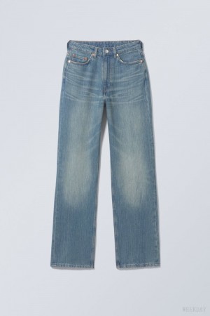 Weekday Rowe Extra High Straight Jeans Blue | RNRT7326