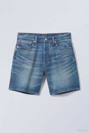 Weekday Space Relaxed Denim Shorts Blue | MPBC0412