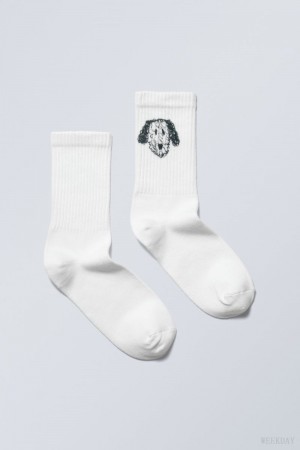 Weekday Sport Printed Socks Dog Print | DFGA9763