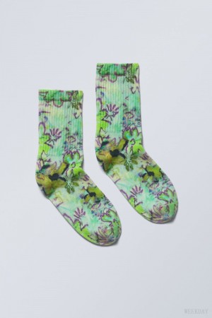 Weekday Sport Printed Socks Flower | GQVC4129