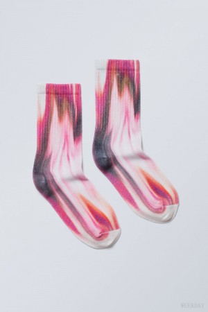 Weekday Sport Printed Socks Pink | HVHN4753