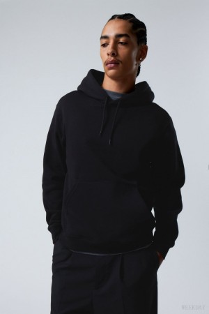 Weekday Standard Midweight Hoodie Black | KRUC3546