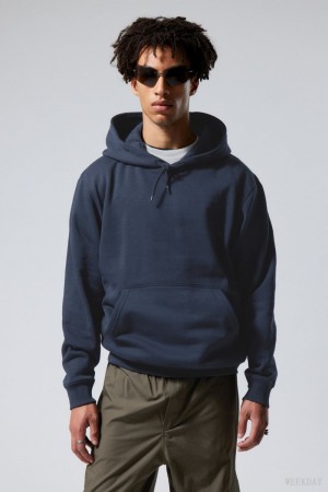 Weekday Standard Midweight Hoodie Dark Blue | CYMW5991