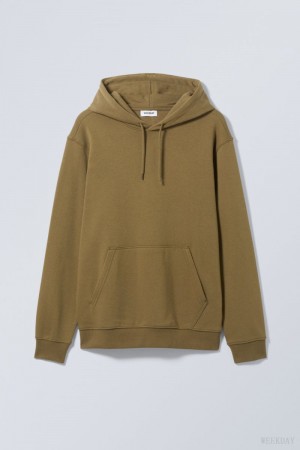 Weekday Standard Midweight Hoodie Khaki | ZEUP7874