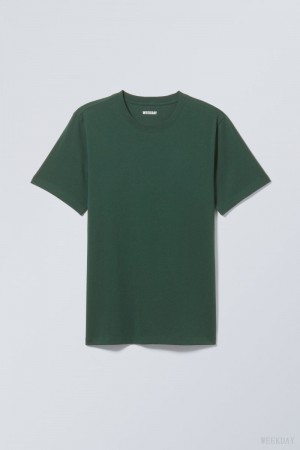 Weekday Standard Midweight T-shirt Dark Green | QVCB3488