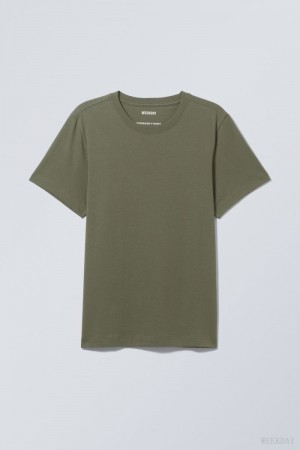 Weekday Standard Midweight T-shirt Khaki | XQLW0194