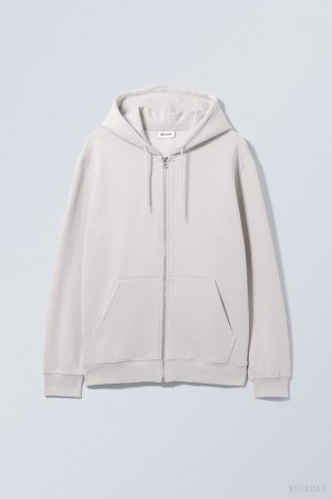 Weekday Standard Midweight Zip Hoodie Light Grey | HJYB2844