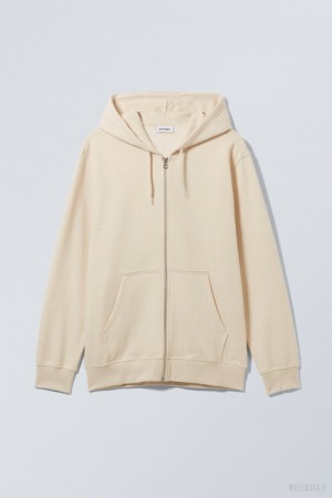 Weekday Standard Midweight Zip Hoodie Oat Melange | AOHH9410