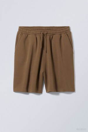 Weekday Standard Sweatshorts Dark Khaki | RYGW3994