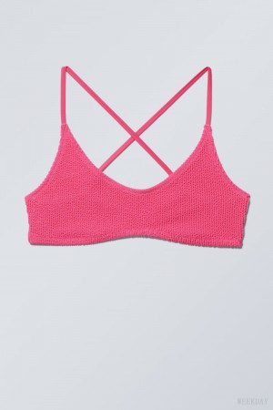 Weekday Structured Bikini Top Pink | YIQU0352