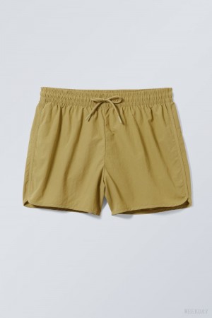 Weekday Tan Structure Swim Shorts Khaki | UJFZ8558