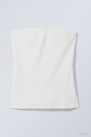 Weekday Tania Rib Tube Top White | DRXO2158