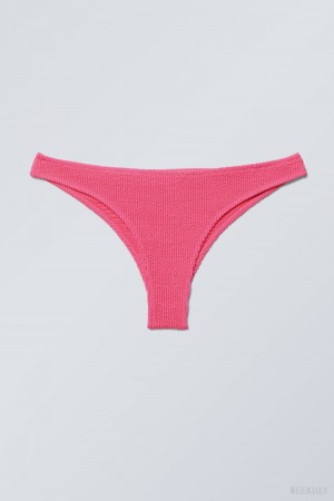 Weekday Textured Brazilian Bikini Bottoms Pink | LSQG7743