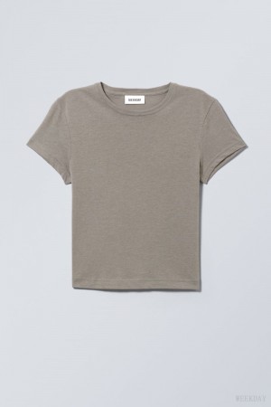 Weekday Tight Fitted T-shirt Dark Grey | LLAB1018