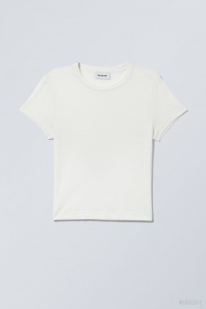 Weekday Tight Fitted T-shirt White | KZRM2421