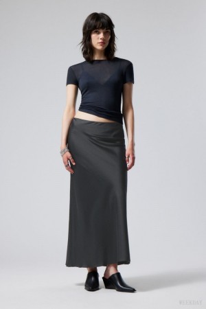 Weekday Trace Pull On Satin Skirt Black | TDZW2560