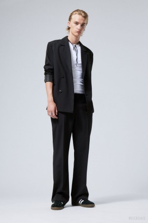 Weekday Travis Low Waist Suit Trousers Black | TXYF3493