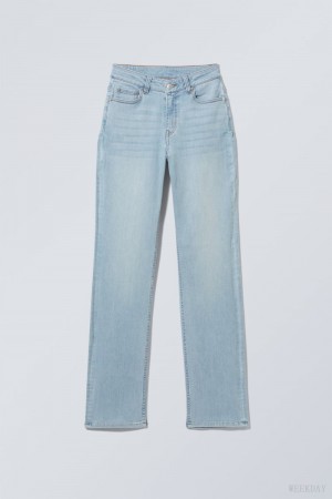 Weekday Twig Curve Mid Straight Jeans Light Blue | JAKO9016