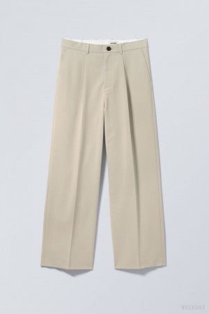 Weekday Uno Loose Suit Trousers Beige | PYUB7407