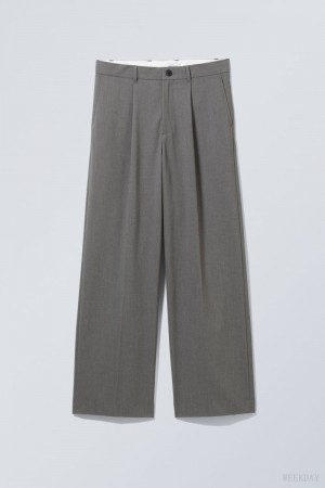 Weekday Uno Loose Suit Trousers Dark Grey | EJJD0242