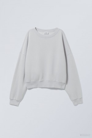 Weekday Wide Heavyweight Sweatshirt Light Blue | ZDSD8867