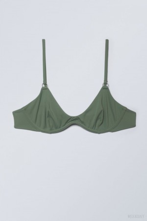 Weekday Wire Bikini Top Olive Green | KZTS0009