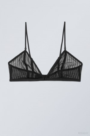 Weekday Zelda Lace Bralette Bralette Black Stripes | FAJF5963