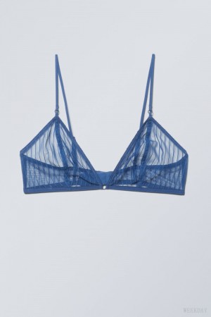 Weekday Zelda Lace Bralette Bralette Blue | QESB5942