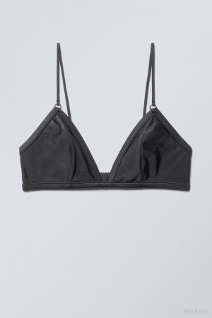 Weekday Zelda Shiny Triangle Bra Bra Dark Grey | CTZG0953