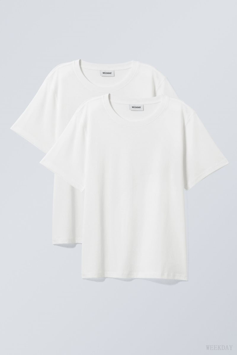 Weekday 2-pack Essence Standard T-Shirt White | IAVJ8991