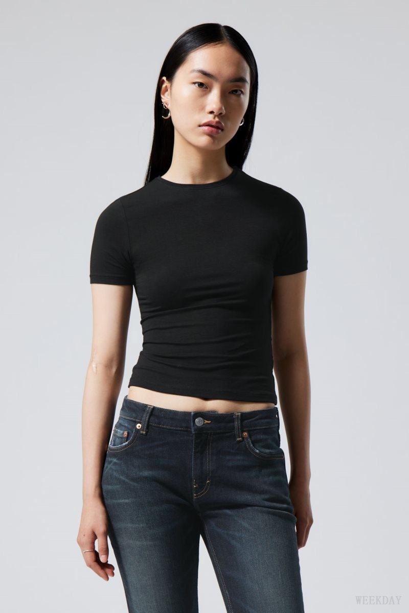 Weekday 2-pack Slim Fitted T-shirt Black | HHNR7361