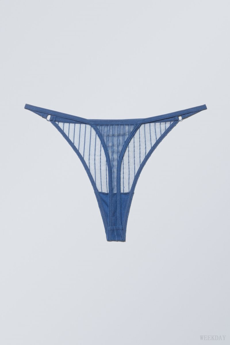 Weekday 2-pack Zelda Lace Thong Thong Blue | ADKX1565