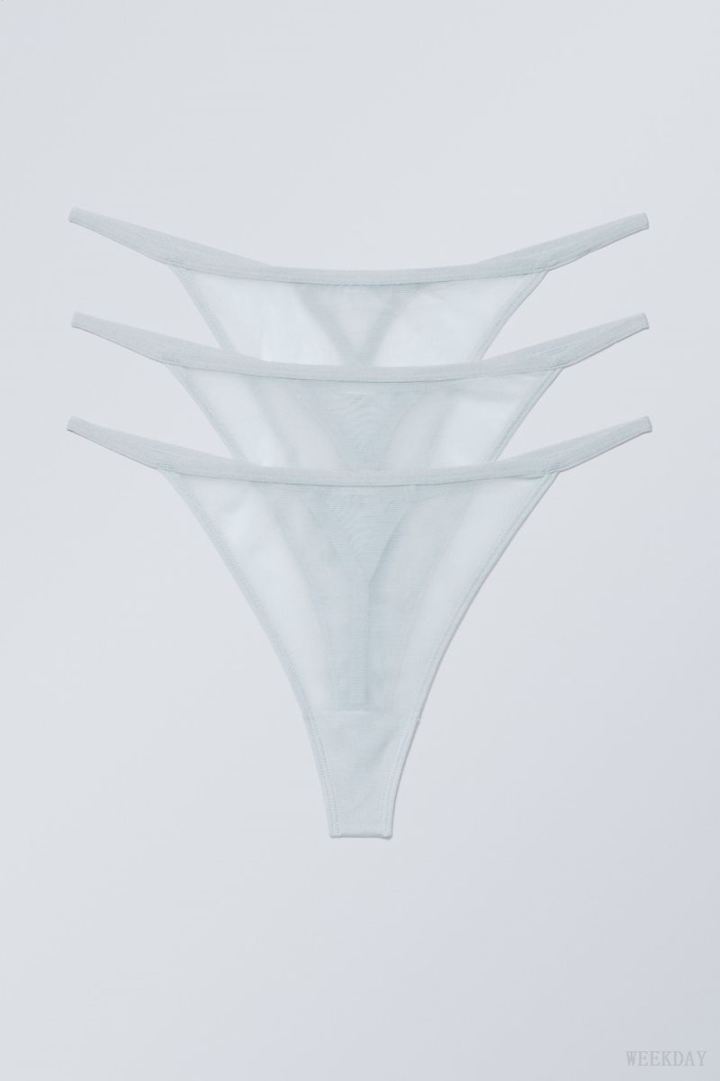 Weekday 3-pack Bonnie Tanga Mesh Thong Thong Light Blue | RSBL0367