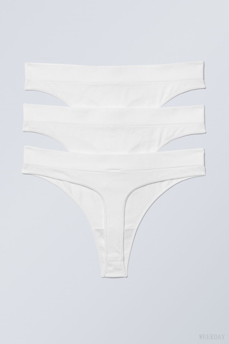 Weekday 3-pack Cat Soft Thong Thong White | IKBB3218