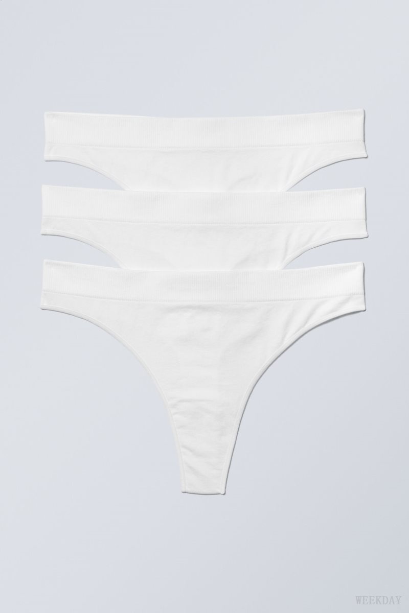 Weekday 3-pack Cat Soft Thong Thong White | IKBB3218