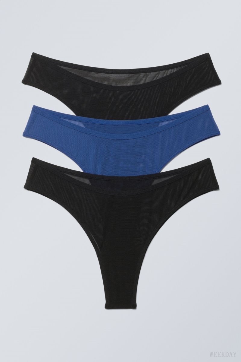 Weekday 3-pack Dylan Mesh Brazilian Briefs Briefs Black / Blue | NUBK5867