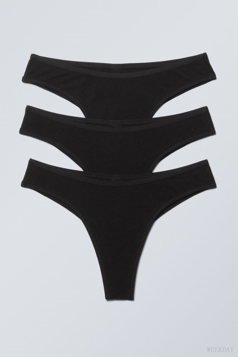 Weekday 3-pack Inez Brazilian Cotton Briefs Briefs Black | ZLTQ9407