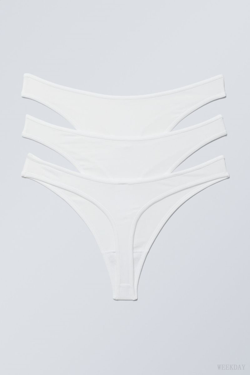 Weekday 3-pack Jade Cotton Thong Thong White | VKDW2649