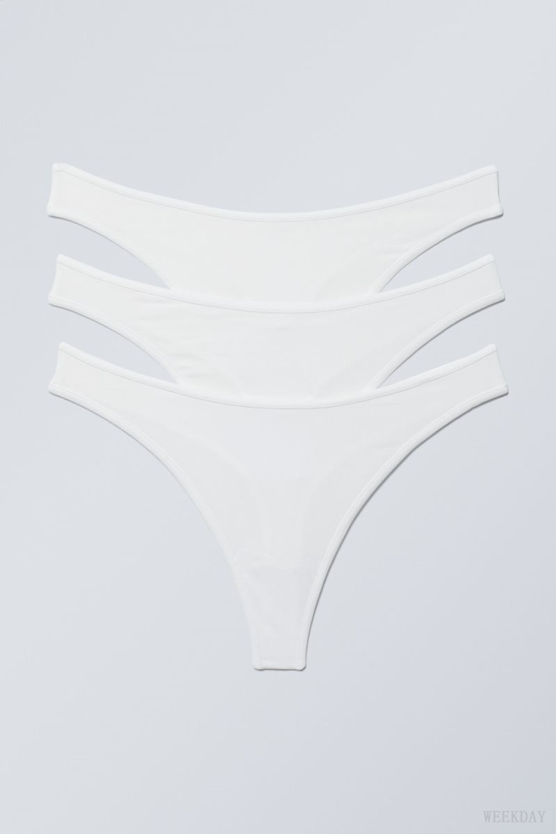 Weekday 3-pack Jade Cotton Thong Thong White | VKDW2649