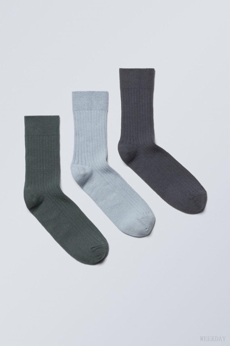 Weekday 3-pack Selma Socks Blue / Black | TCFM3630