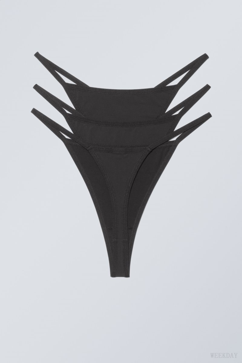 Weekday 3-pack Signe Tanga Thong Thong Black | DVZN1706