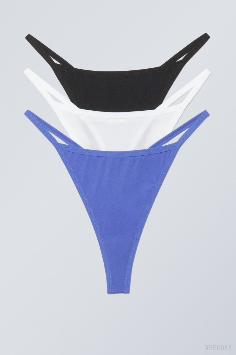 Weekday 3-pack Soul Tanga Thong Thong White Black Blue | HNZN1141