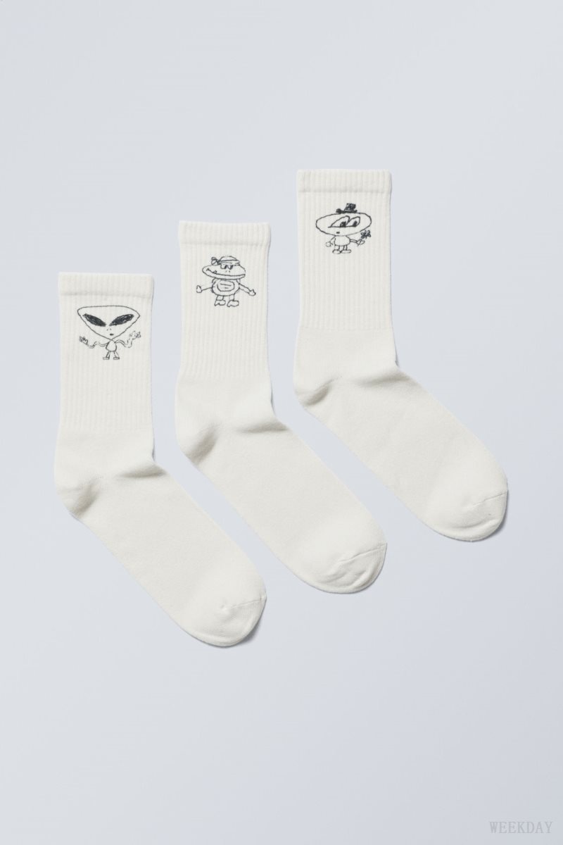 Weekday 3-pack Sport Graphic Socks Doodle Guys | WAYC0365