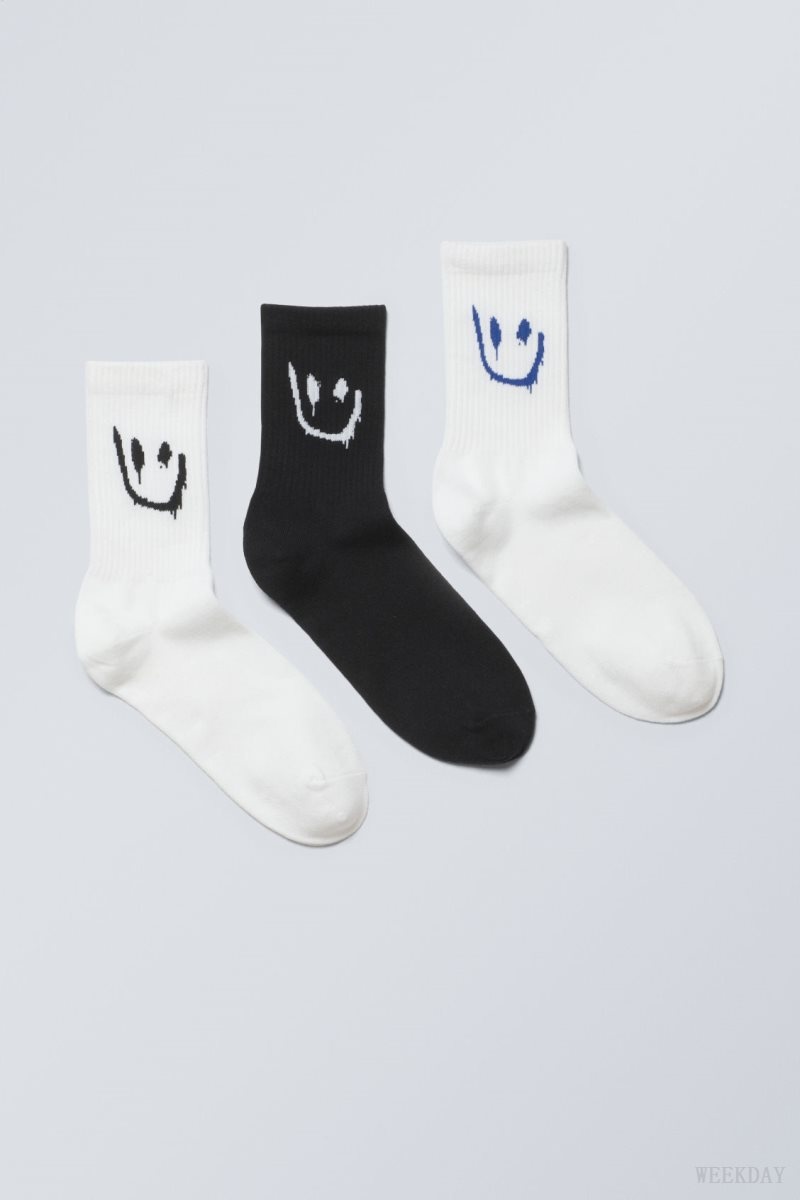 Weekday 3-pack Sport Graphic Socks Drippy Mix | WCKW9867