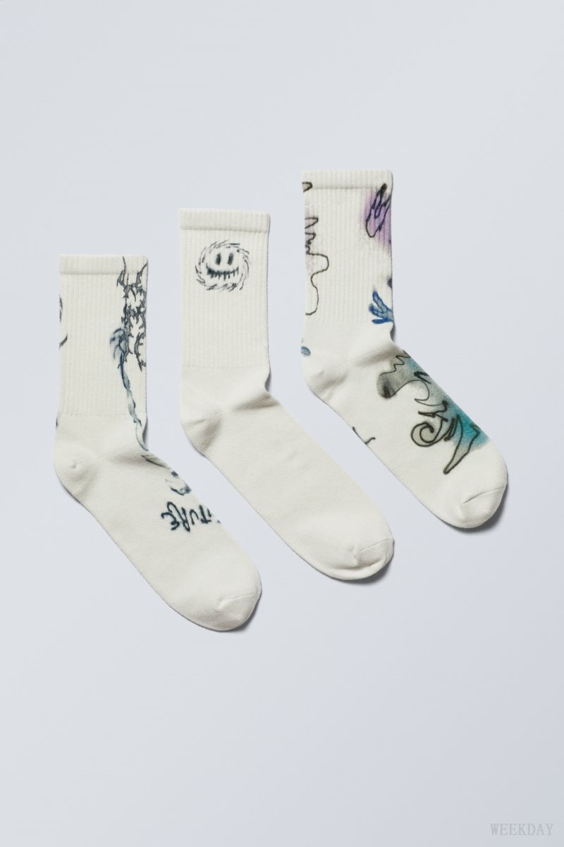 Weekday 3-pack Sport Graphic Socks Graphic Mix | VVRC5908