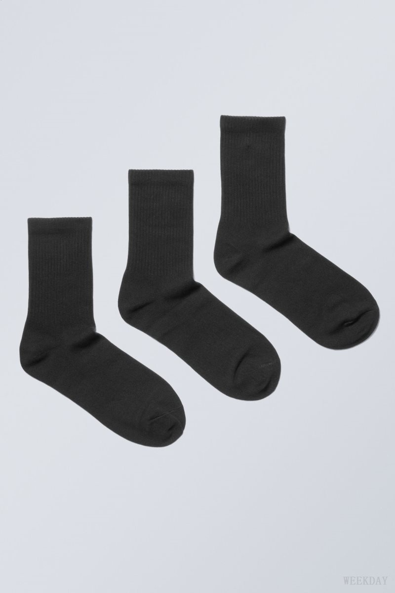 Weekday 3-pack Sport Socks Black | ZRFJ8017